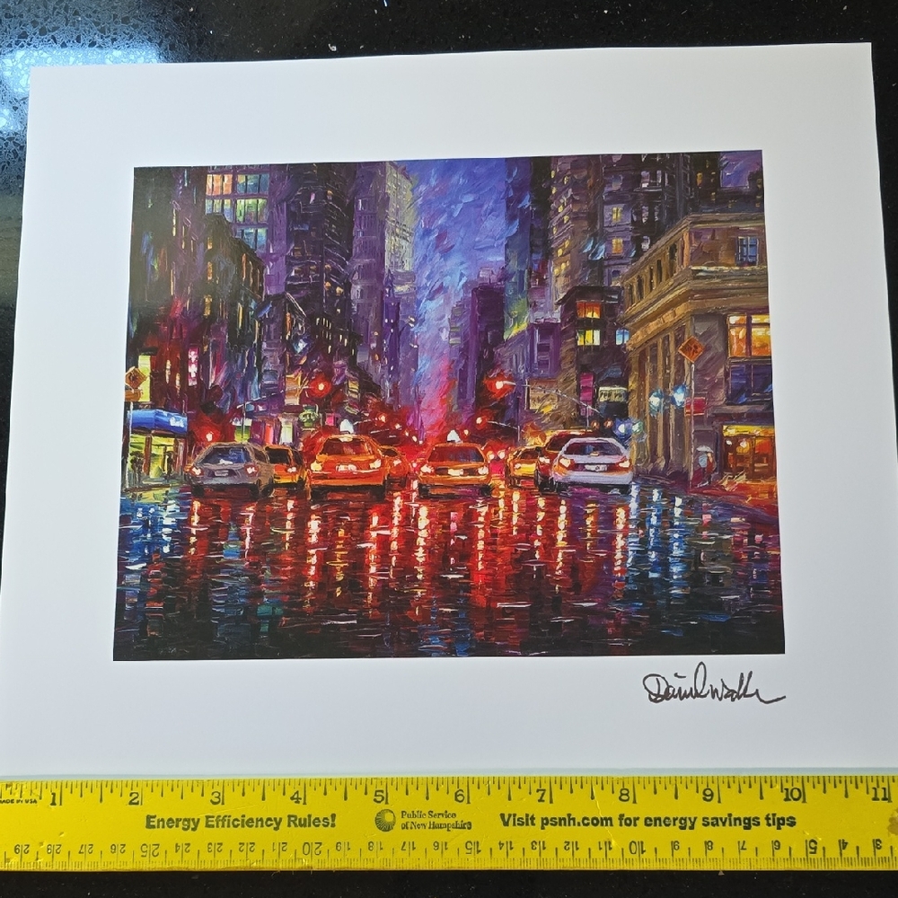 Daniel Wall's Rainy Manhatten Night Cityscape Art Print